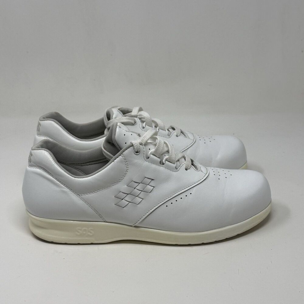 SAS Free Time Shoes Womens 9.5 M White Leather Lace Up Walking Sneaker NO INSOLE